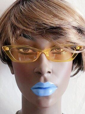 Transparent Lemon Yellow Slim Cat Eye Fashion Sunglasses